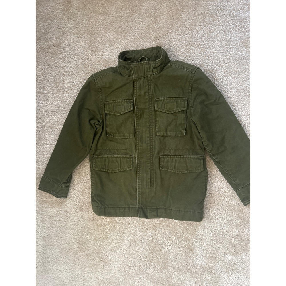 Old Navy Kids Olive Green Utility Field Jacket Full Zip Four Pocket Size S 6-7